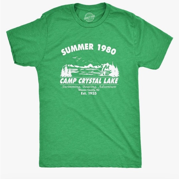 Friday the 13th New Large Crazy Dog Mens graphic T Shirt Camp Crystal La… - Picture 1 of 4
